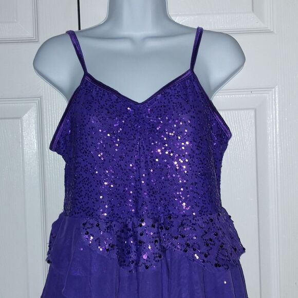 Childrens Weissman ruffle sequin purple halloween dance costume Sz XXL (20) - Picture 3 of 5
